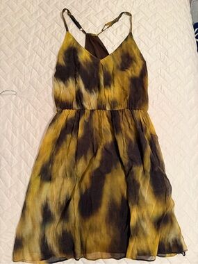 Alice + Olivia Yellow and Black Tie-Dye Slip Dress